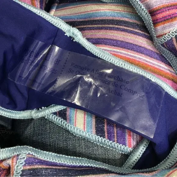 Becca Adela Tab Side Hipster Bikini Bottom in Metallic Multi Stripe Medium NWT - Picture 6 of 9